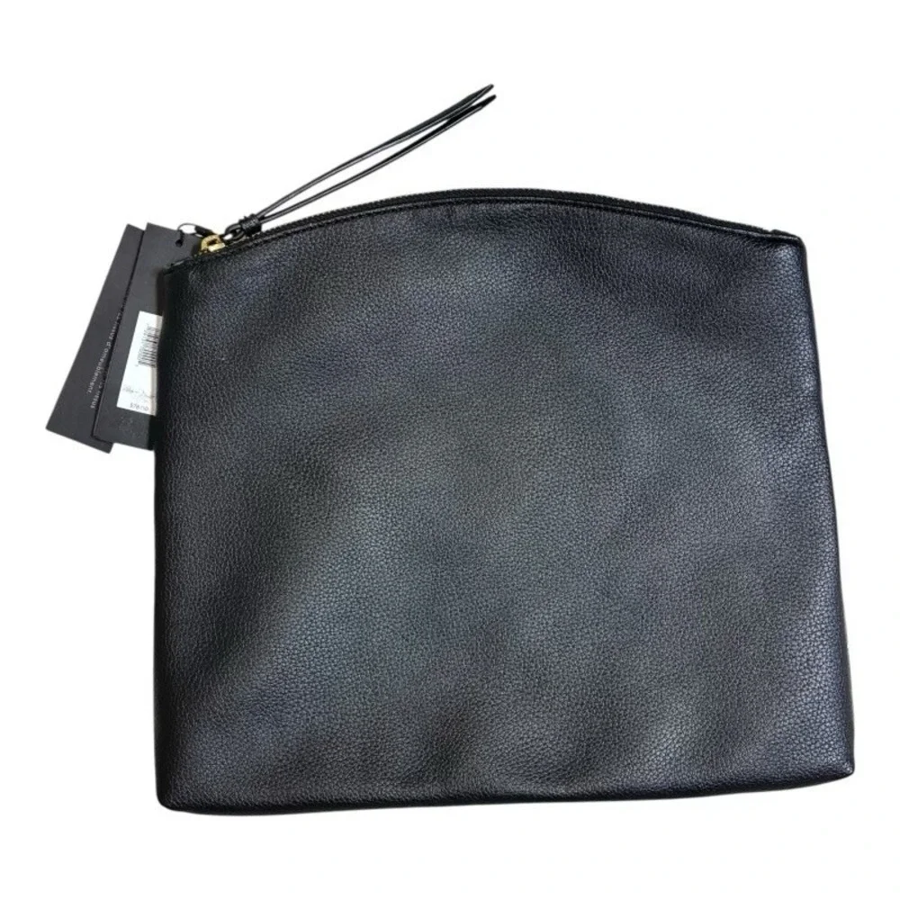BANANA REPUBLIC Black Leather Make‎ Up Accessory Bag Pouch NWT